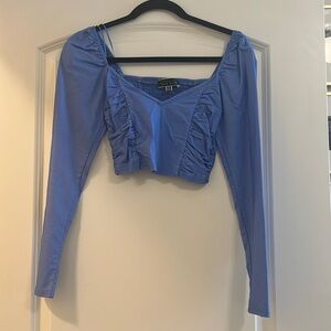 Long sleeve blue crop top